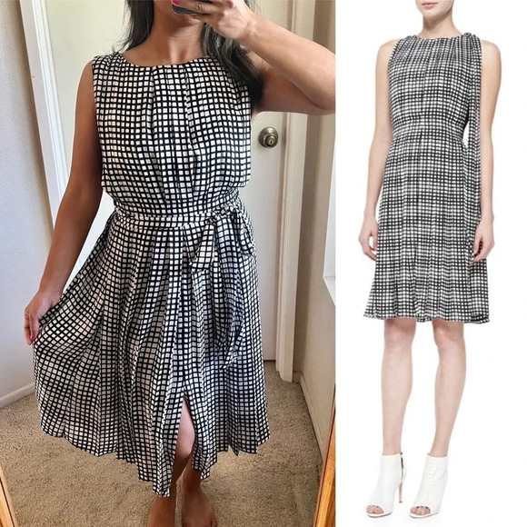 L’Agence Pleated Check Plaid Dress Size 2 - Picture 1 of 12